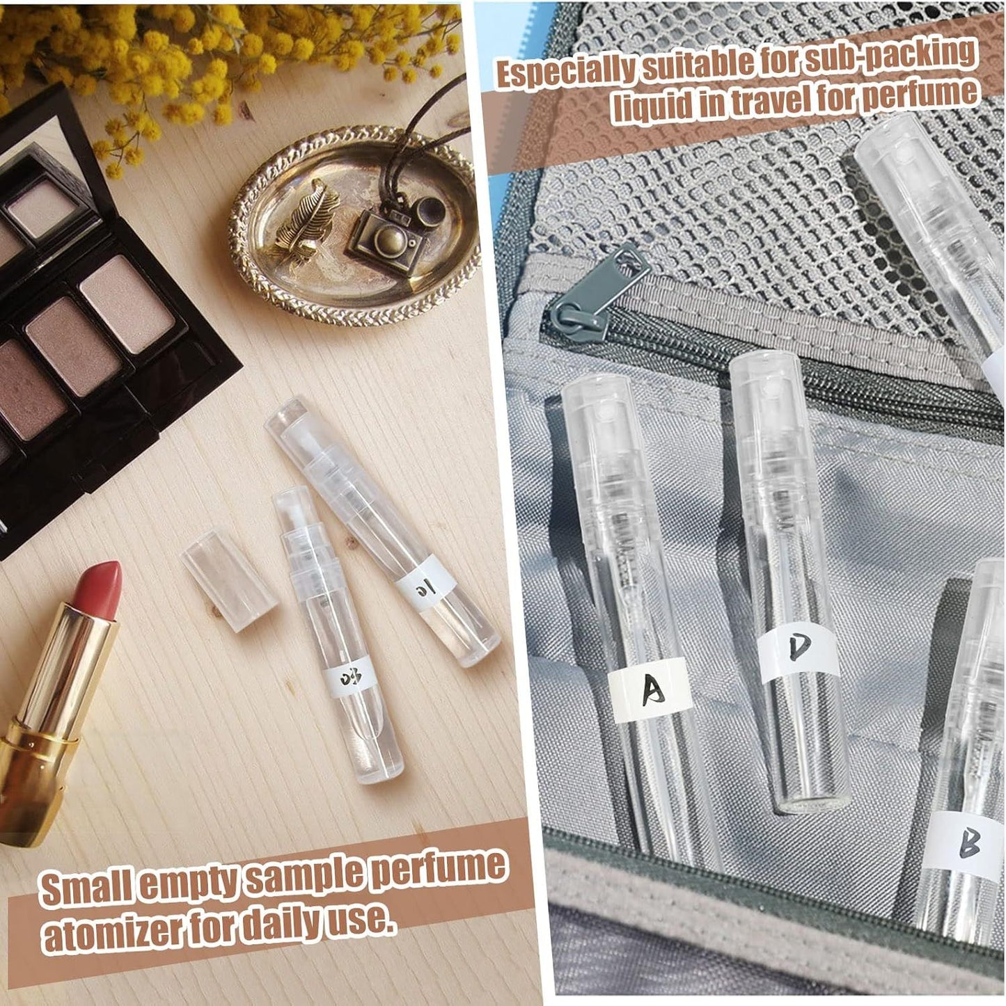 60PCS 5ml Mini Spray Bottle, Mini Clear Plastic Spray Bottle Empty, ine Mist Reillable Mini Perume Bottle, V1259-DP01-E-573