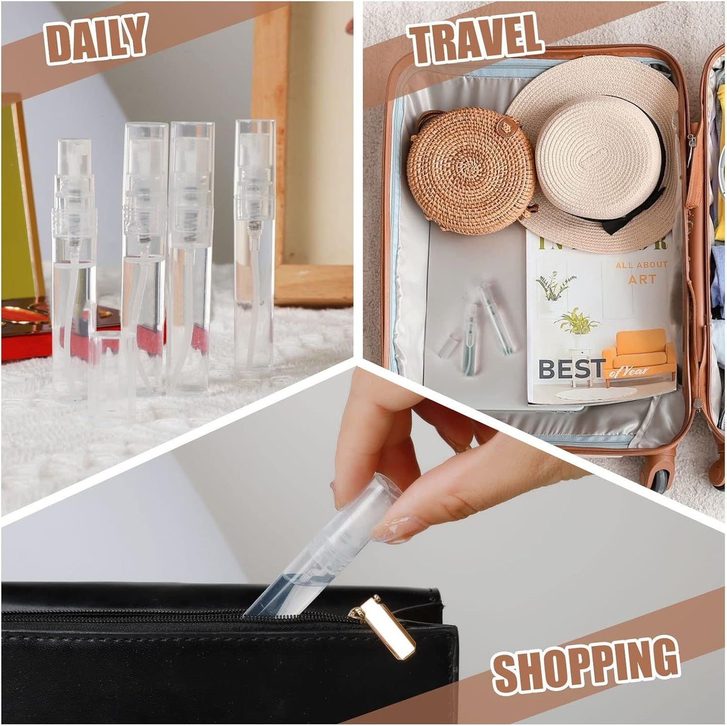 60PCS 5ml Mini Spray Bottle, Mini Clear Plastic Spray Bottle Empty, ine Mist Reillable Mini Perume Bottle, V1259-DP01-E-573