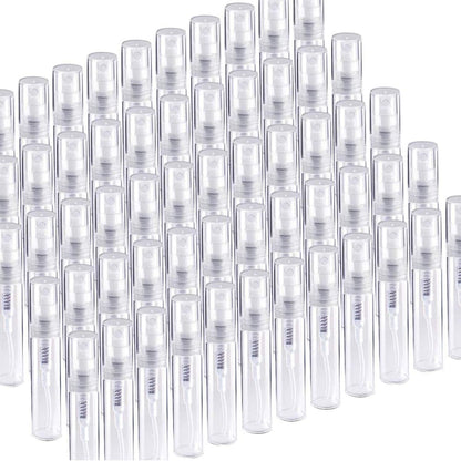 60 Pack 3ml Mini Spray Bottle, Clear Plastic Empty Cute Perume Atomizer Bottle or Cleaning, Travel, Essential V1259-DP01-E-574
