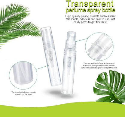 60 Pack 3ml Mini Spray Bottle, Clear Plastic Empty Cute Perume Atomizer Bottle or Cleaning, Travel, Essential V1259-DP01-E-574