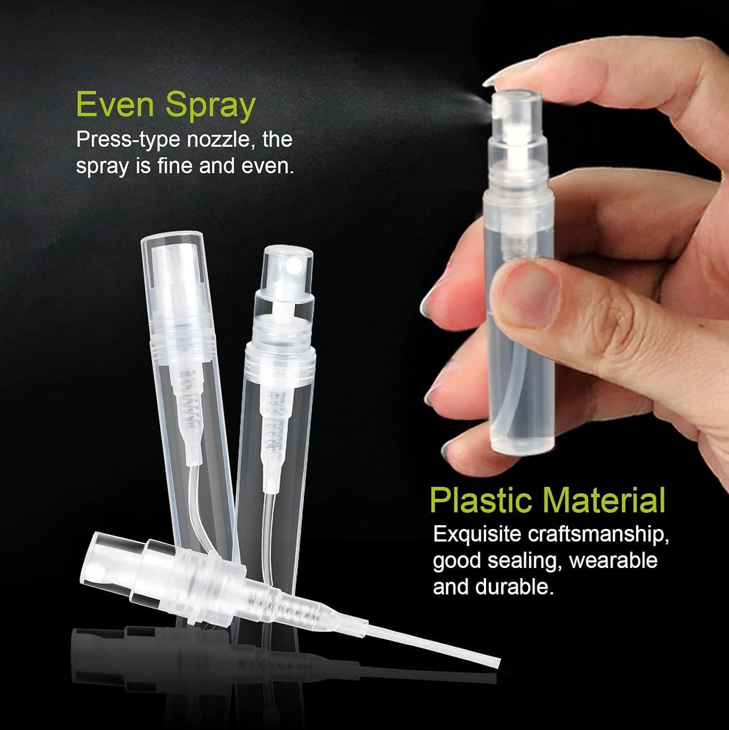 60 Pack 3ml Mini Spray Bottle, Clear Plastic Empty Cute Perume Atomizer Bottle or Cleaning, Travel, Essential V1259-DP01-E-574