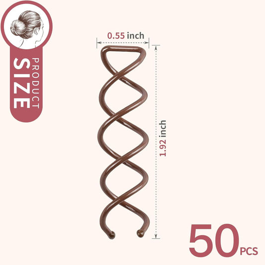 50PC Spiral Hair Pins Set, Spin Pins Spiral Bobby Pins or Girls, Women and Kids, Non-Scratch Round Clip & Bun V1259-DP01-E-575