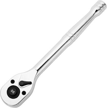 Biaungdo 1/4 Inch Drive Ratchet, 90-Tooth Reversible Quick-release Ratchet Wrench, Chrome Alloy Socket Wrench V1259-DP01-E-58