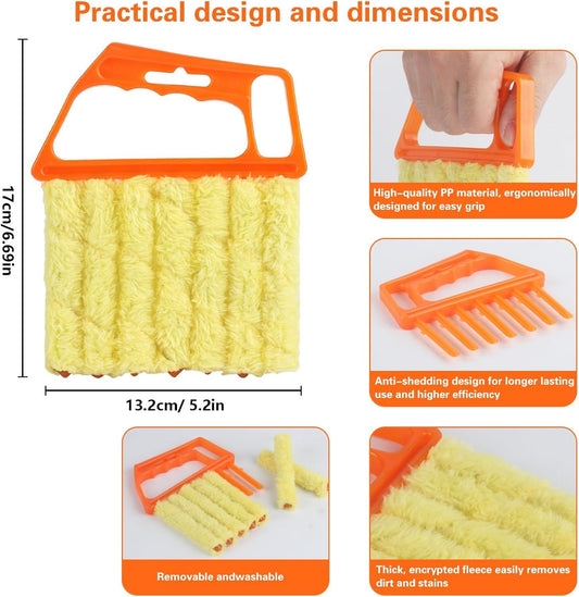 4Pcs Window Venetian Blind Cleaner Duster Tool,eather Blind Duster or Cleaning,Washable 7 inger Dusters Brush V1259-DP01-E-585