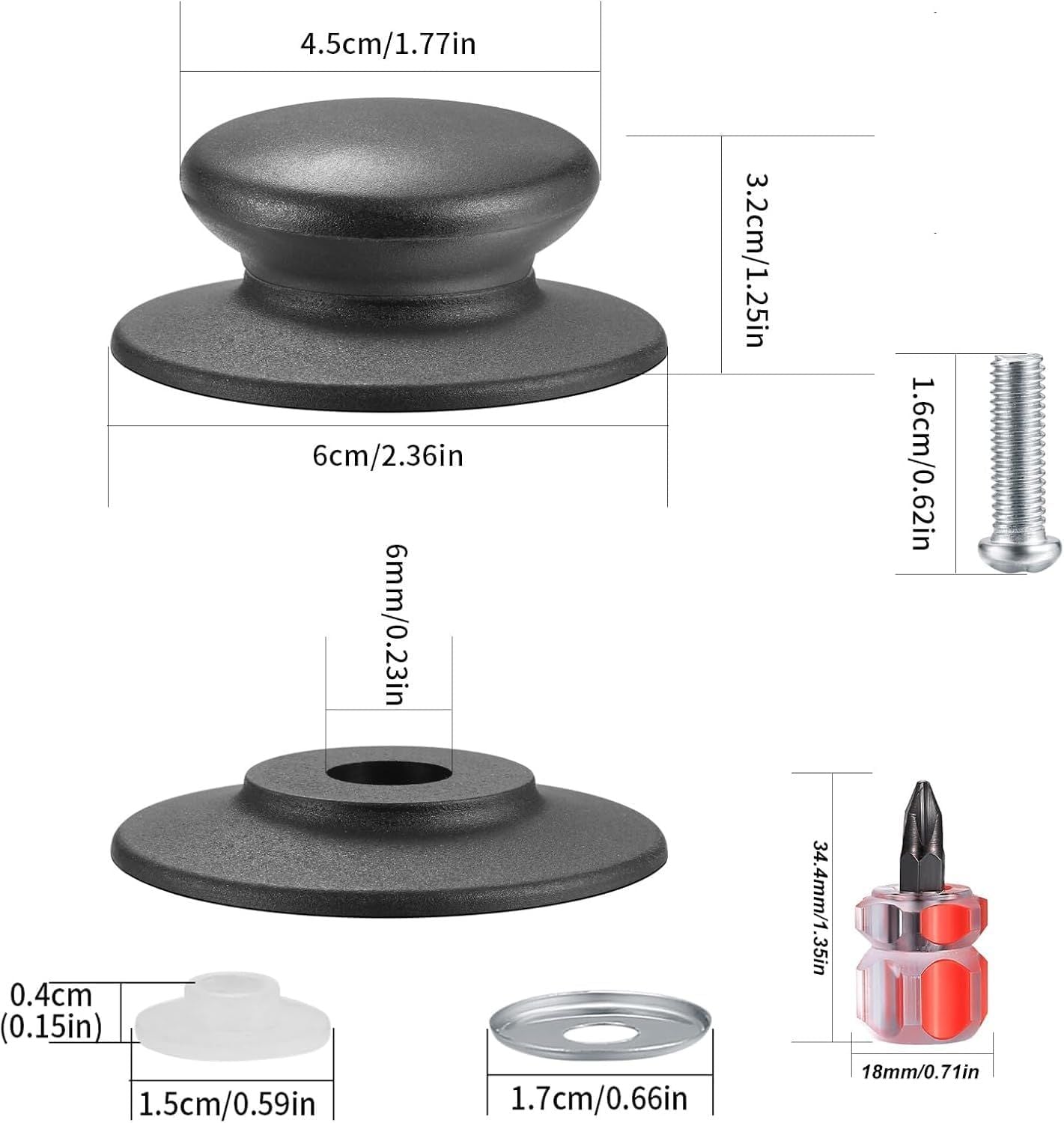 4 Pcs Universal Pot Lid Knobs, Pot Lid Handle Replacement, Pot Cover Knobs, Universal Kitchen Bakelite Top V1259-DP01-E-590