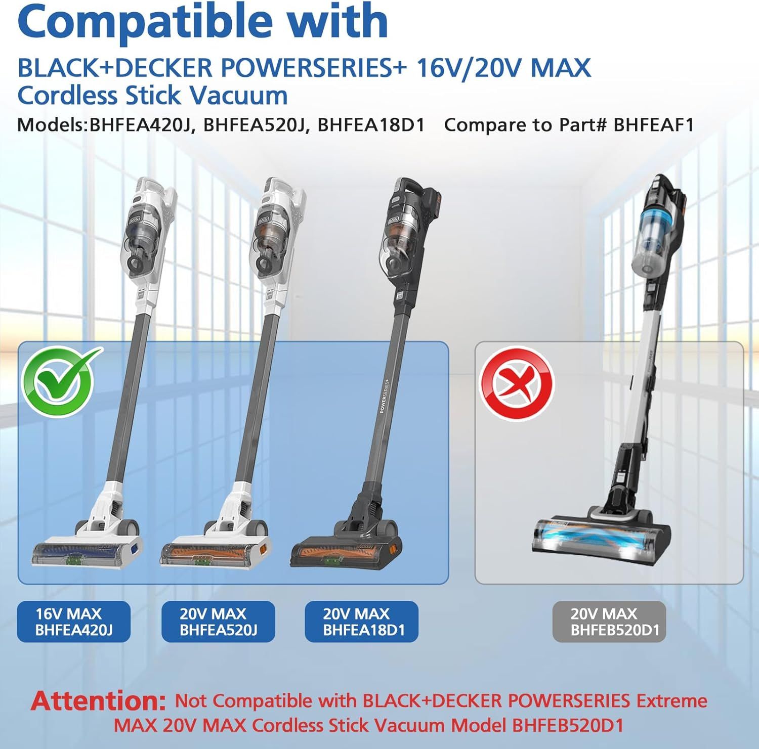 Sponge ilter Replacement Compatible with BLACK+DECKER POWERSERIES+ 16V / 20V Cordless Stick Vacuum Models V1259-DP01-E-598