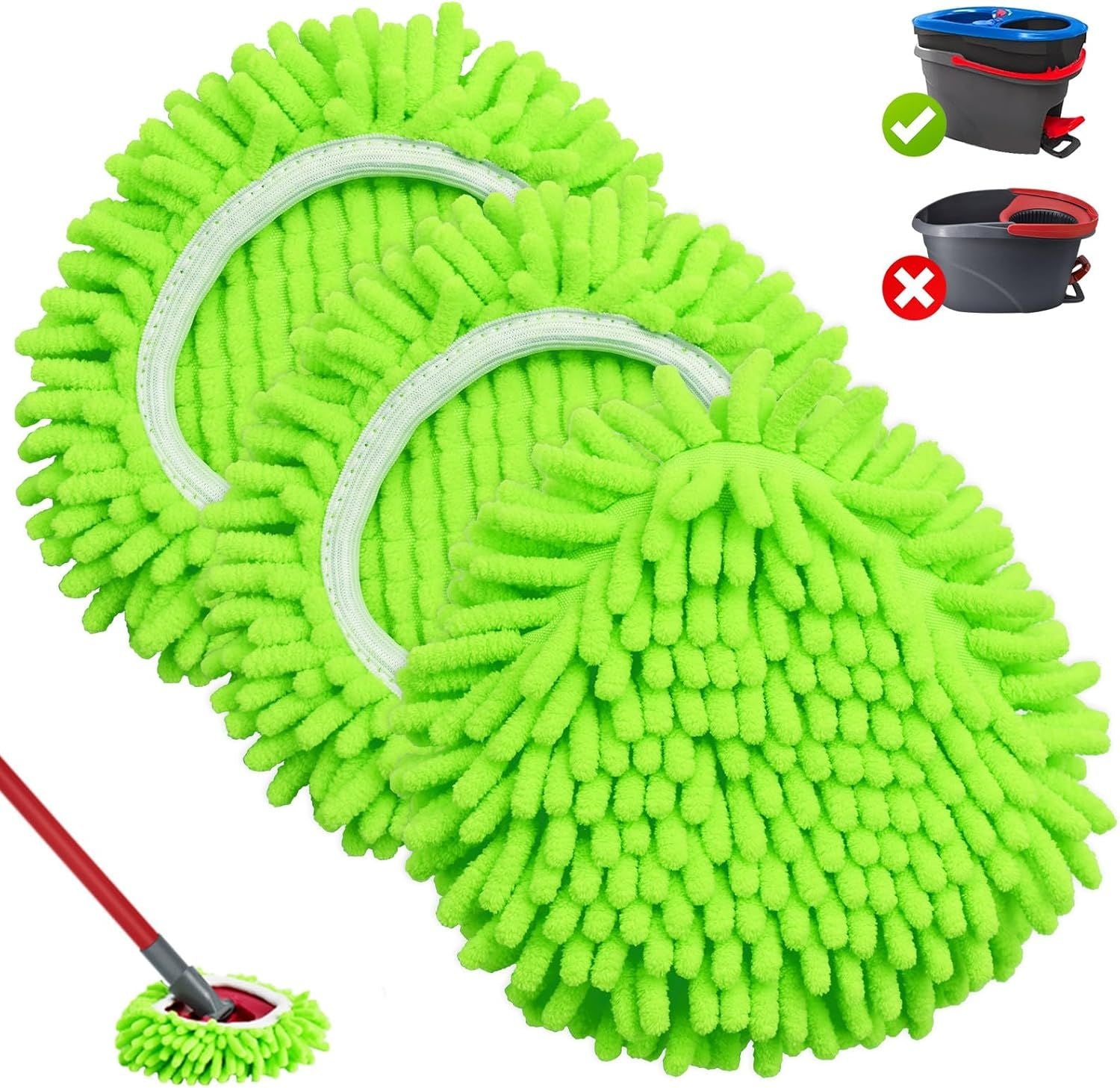 Mop Heads Replacements, 3 Pack Spin Mop Reill Replace Head or O Cedar RinseClean 2 Tank System, Microiber & V1259-DP01-E-606