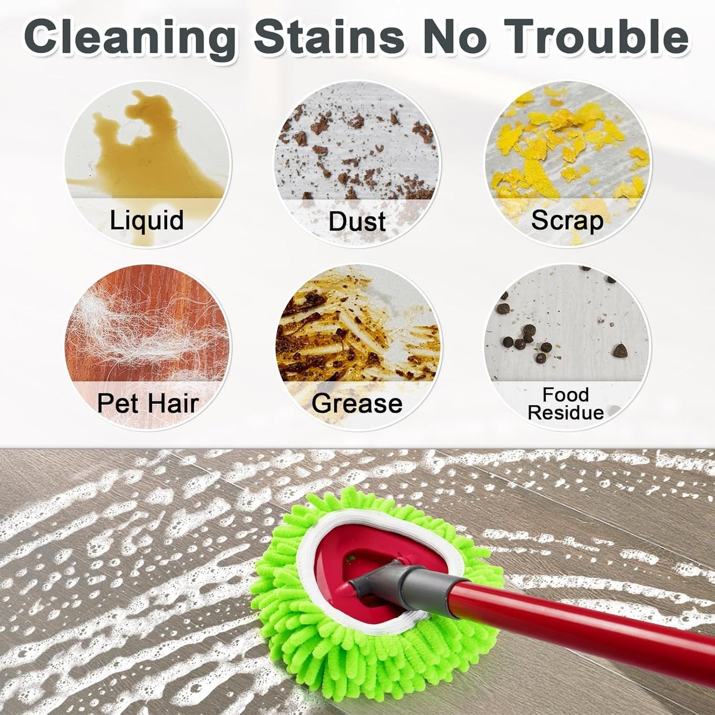 Mop Heads Replacements, 3 Pack Spin Mop Reill Replace Head or O Cedar RinseClean 2 Tank System, Microiber & V1259-DP01-E-606