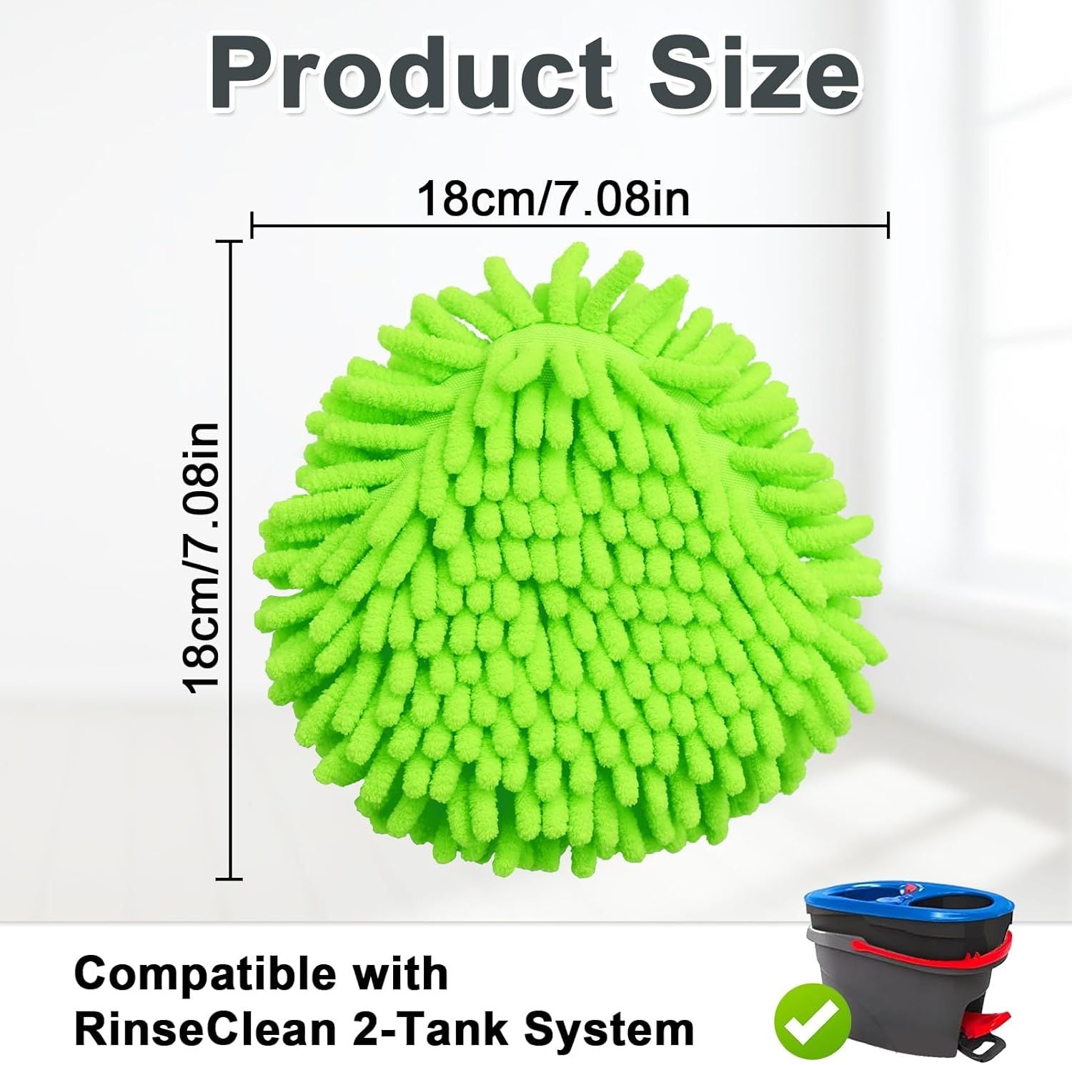 Mop Heads Replacements, 3 Pack Spin Mop Reill Replace Head or O Cedar RinseClean 2 Tank System, Microiber & V1259-DP01-E-606