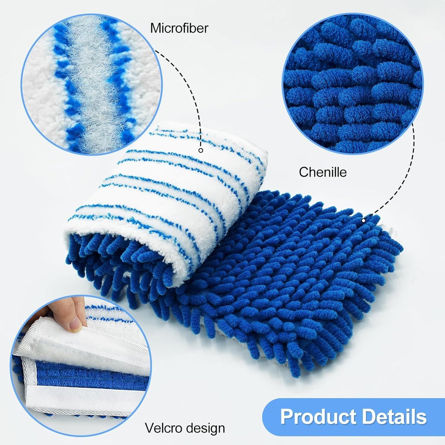 3 Pack Mop Heads Replacements Compatible or Ocedar Dual-Action Microiber lip Mop, Double Sided Mop Replace V1259-DP01-E-607