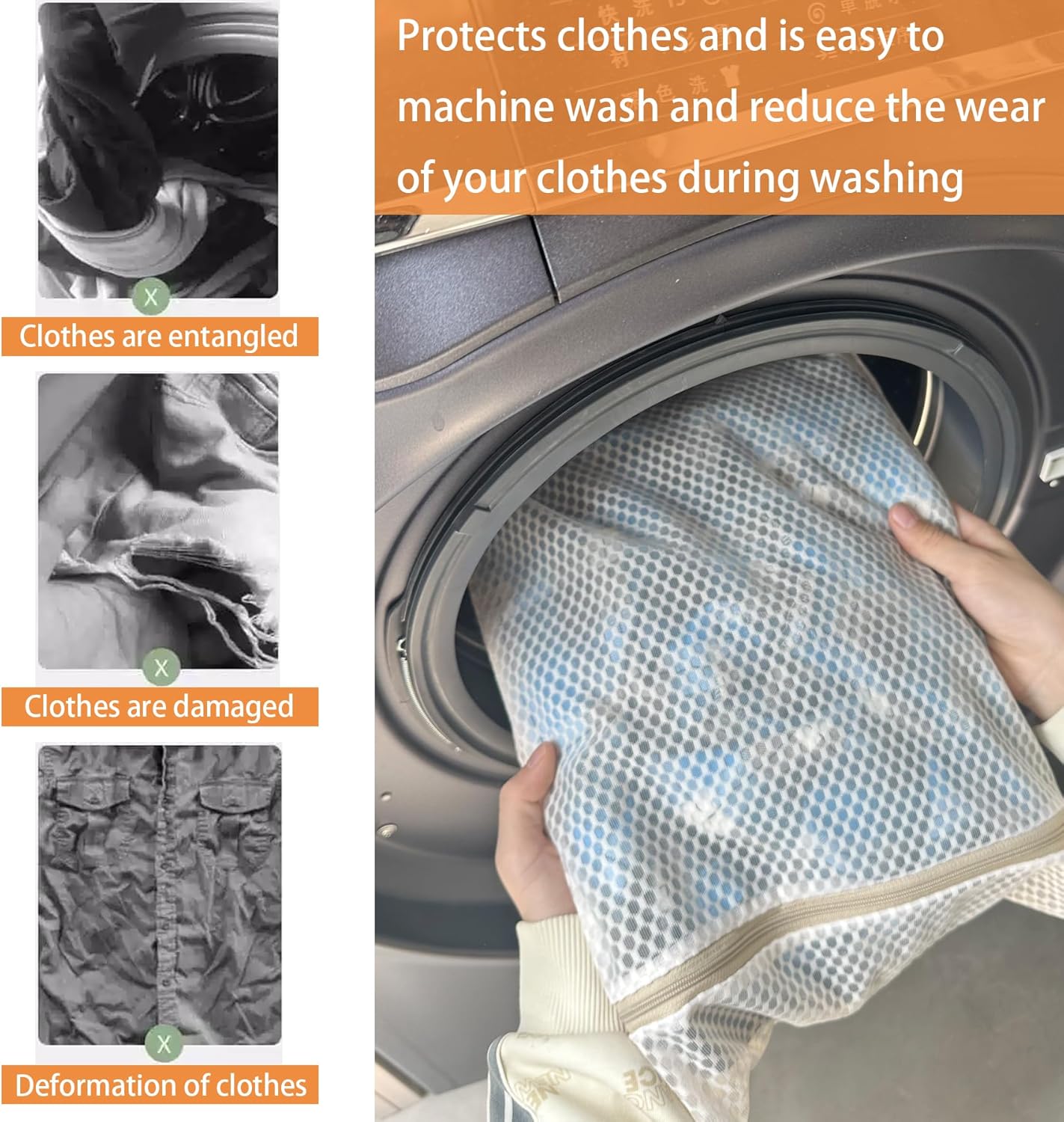 6 Pack Laundry Bag, Durable Honeycomb Mesh Laundry Bags Suitable for Delicate Clothes Washing (3 Large, 3 V1259-DP01-E-62