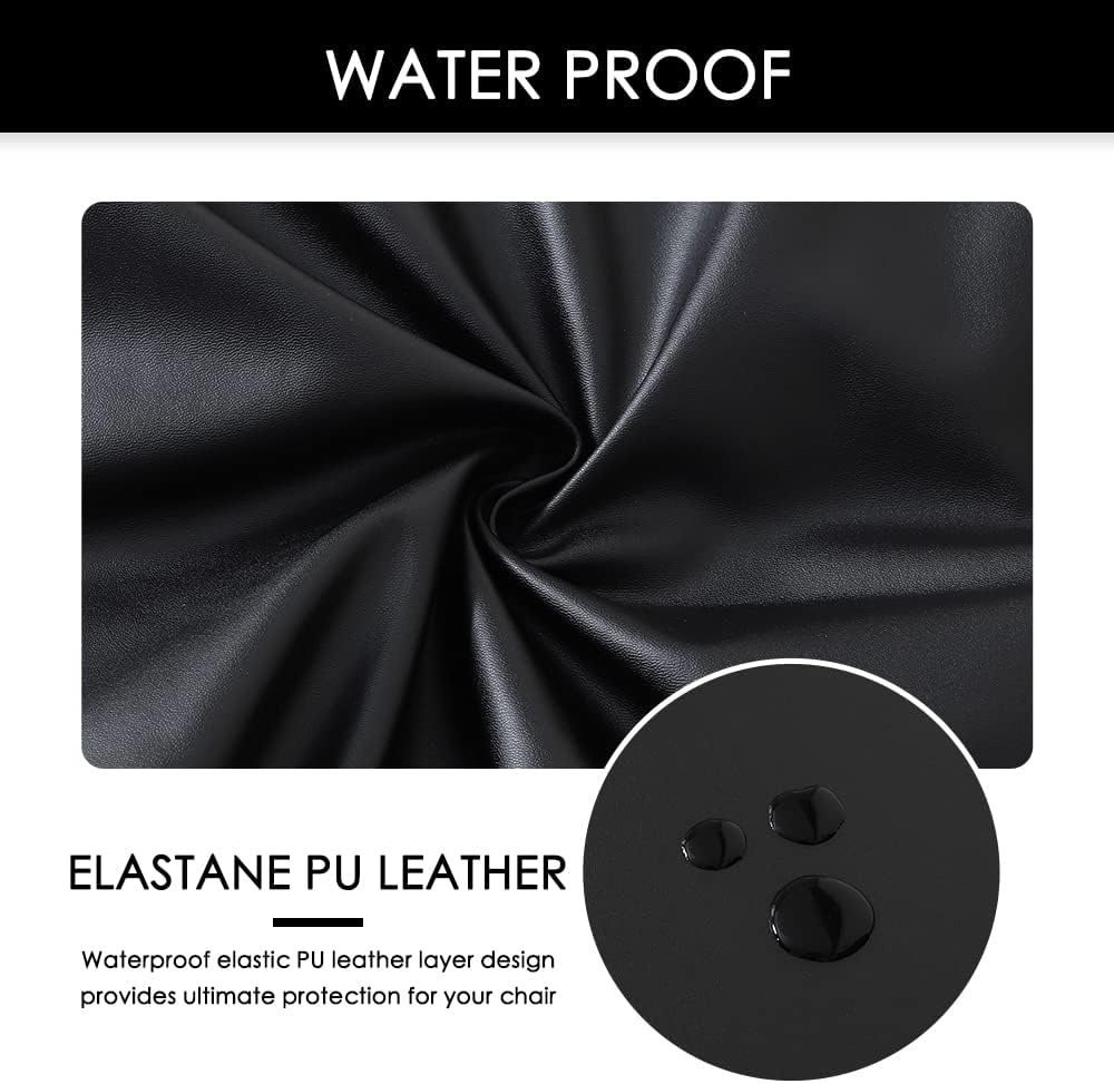 FORCHEER Office Chair seat Covers Leather Stretch Waterproof PU Computer Chair Seat Cushion Slipcovers-Black V1259-DP01-E-63