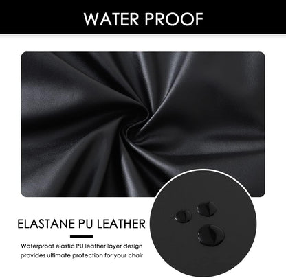 FORCHEER Office Chair seat Covers Leather Stretch Waterproof PU Computer Chair Seat Cushion Slipcovers-Black V1259-DP01-E-63
