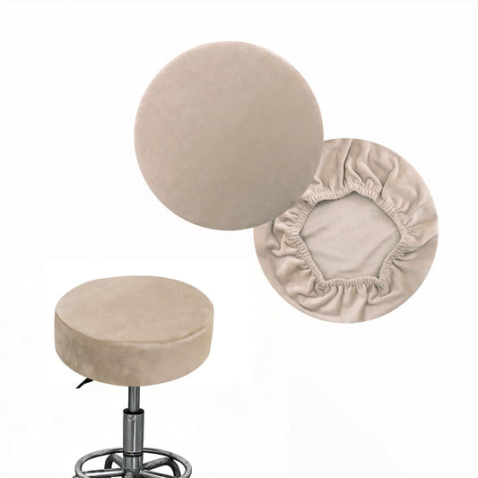 Round Bar Stool Covers Set of 2 Velvet Camel Stretch Large Round Counter Stool Seat Slipcovers 16-18" V1259-DP01-E-64