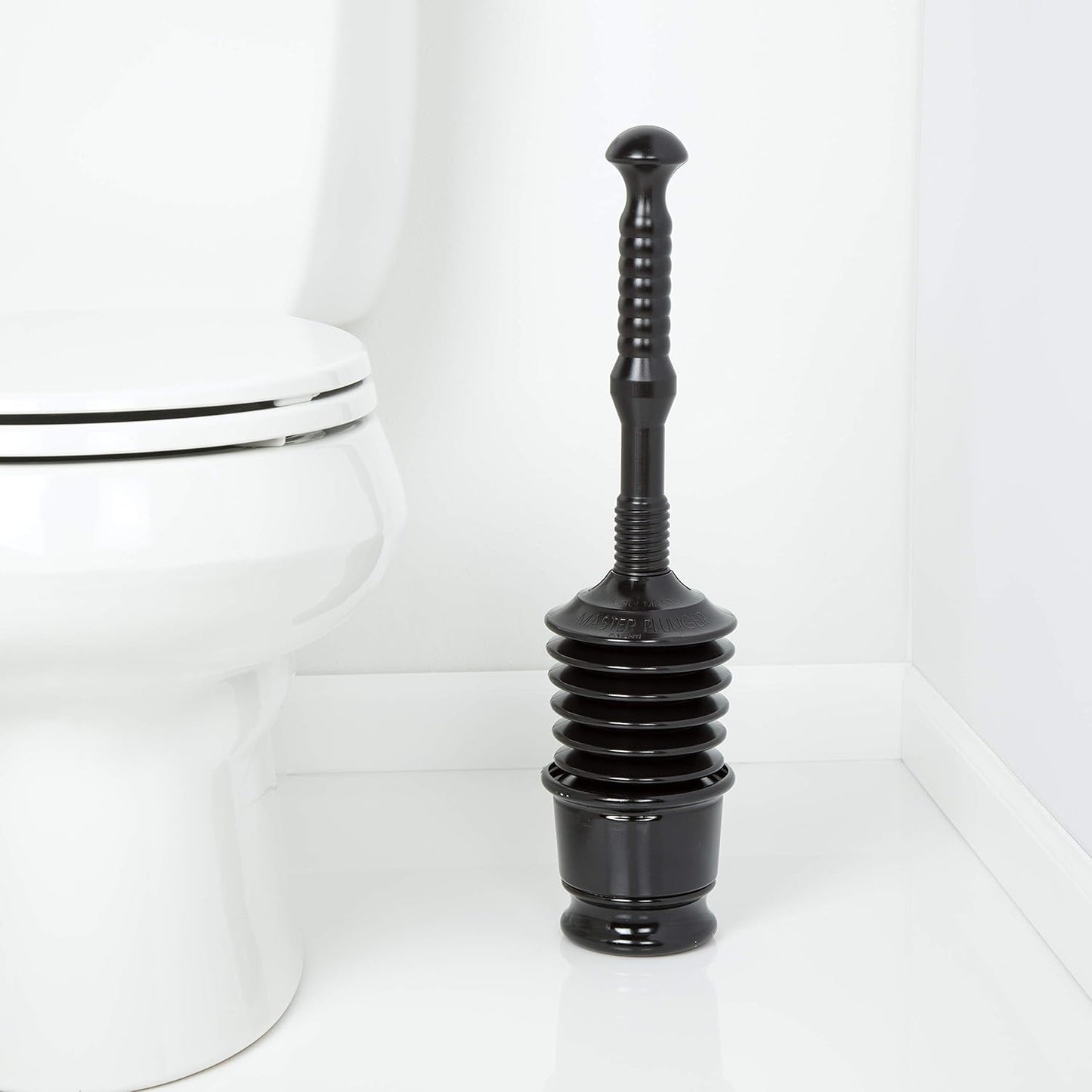 Master Plunger MP500-B3 Heavy Duty Bathroom Toilet Plunger Kit with Short Bucket/Caddy. Equipped with Air V1259-DP01-E-70