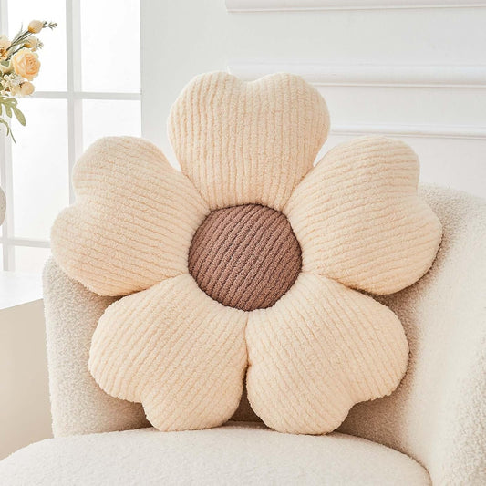 Flower Throw Pillow, Cute Flower Shaped Pillow Decorative Throw Pillow for Bed Couch, Soft Daisy Pillows V1259-DP01-E-75