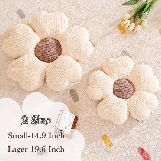 Flower Throw Pillow, Cute Flower Shaped Pillow Decorative Throw Pillow for Bed Couch, Soft Daisy Pillows V1259-DP01-E-75