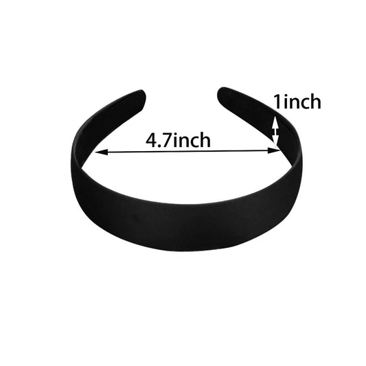 BallHull 1.2 Inch Satin Headbands, Ladies and Girls Antiskid Hard Hair Bands, DIY Hair Headbands, 6 Pcs Black. V1259-DP01-E-77
