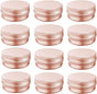 1 oz Aluminum Tin Jar with Screw Cap Refillable Container for Cosmetic, Lip Balm, Cream, Rose Gold 12 Pcs. V1259-DP01-E-78