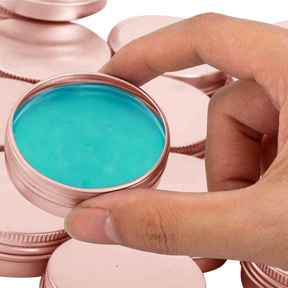 1 oz Aluminum Tin Jar with Screw Cap Refillable Container for Cosmetic, Lip Balm, Cream, Rose Gold 12 Pcs. V1259-DP01-E-78