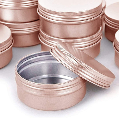 1 oz Aluminum Tin Jar with Screw Cap Refillable Container for Cosmetic, Lip Balm, Cream, Rose Gold 12 Pcs. V1259-DP01-E-78