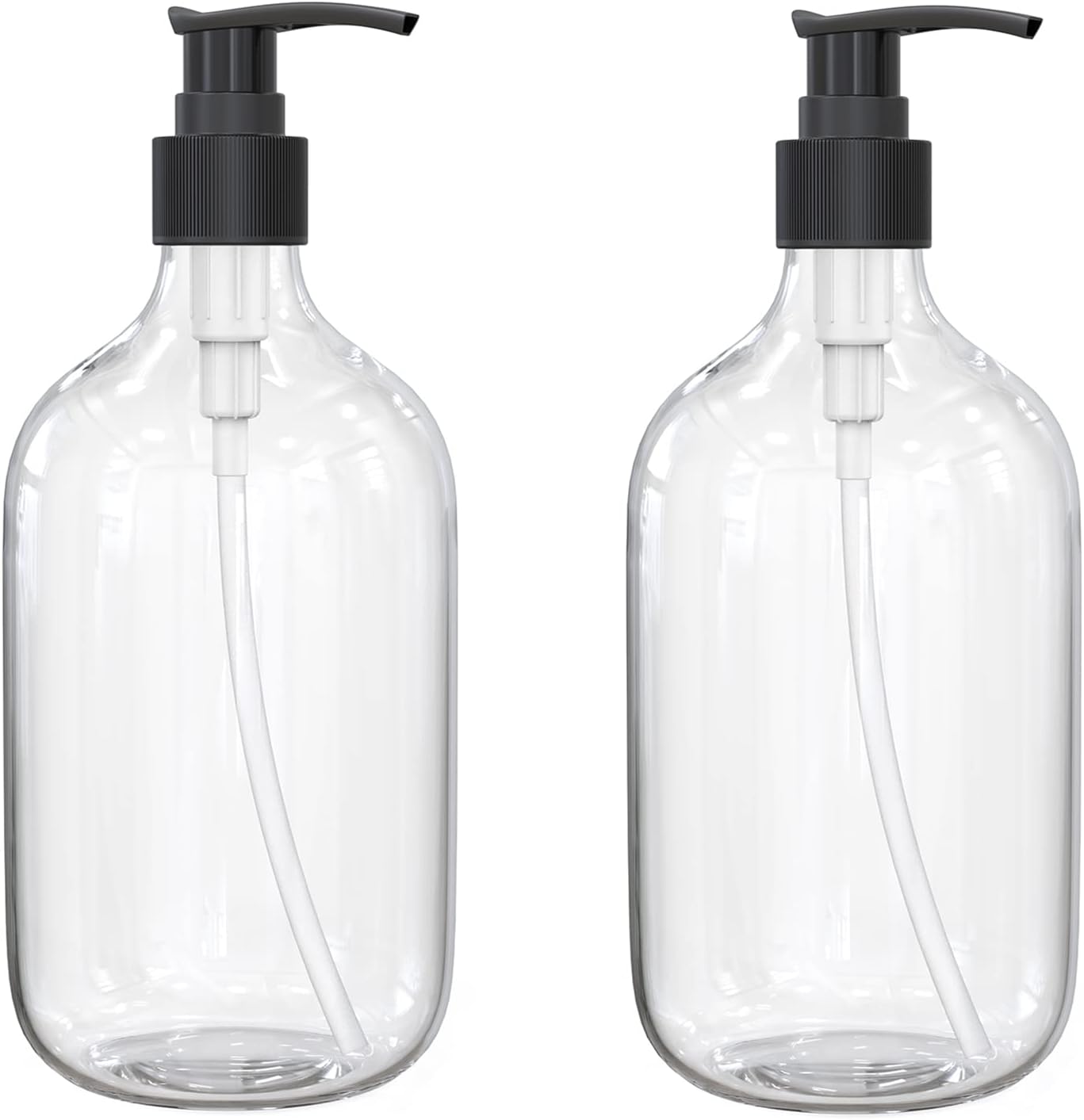 10 Ounce Clear Plastic Pump Bottle Dispenser, Refillable Empty Bottle Container with Pump for Essential Oil V1259-DP01-E-79