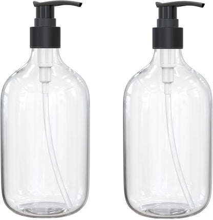 10 Ounce Clear Plastic Pump Bottle Dispenser, Refillable Empty Bottle Container with Pump for Essential Oil V1259-DP01-E-79