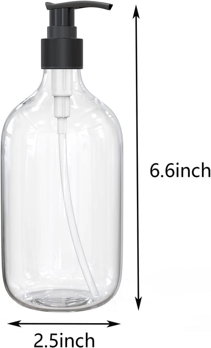 10 Ounce Clear Plastic Pump Bottle Dispenser, Refillable Empty Bottle Container with Pump for Essential Oil V1259-DP01-E-79