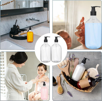 10 Ounce Clear Plastic Pump Bottle Dispenser, Refillable Empty Bottle Container with Pump for Essential Oil V1259-DP01-E-79