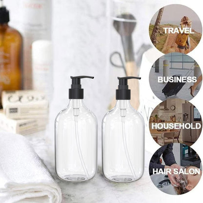 10 Ounce Clear Plastic Pump Bottle Dispenser, Refillable Empty Bottle Container with Pump for Essential Oil V1259-DP01-E-79
