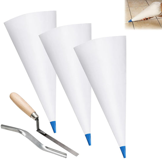 Biaungdo 3 Pack Tile Grout Masonry Mortar Bag & Brick Jointer & Tuck Pointers, Heavy Duty Piping Bags Grout V1259-DP01-E-8