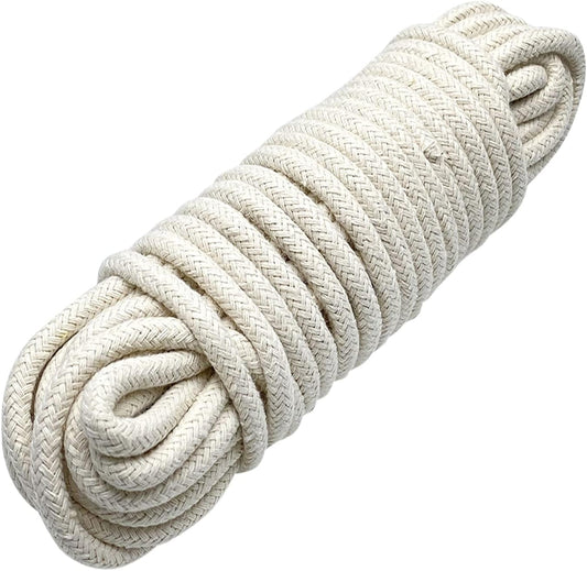 1/4 Inch Natural Cotton Rope, White Craft Clothesline, Used for DIY Rope Baskets, Handicrafts, Candle Wicks, V1259-DP01-E-81