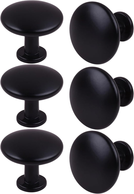 Pack of 6 Round Mushroom Shape Drawer Pulls Varnish Black Furniture Cupboard Aluminium Alloy Dresser Knobs V1259-DP01-E-89