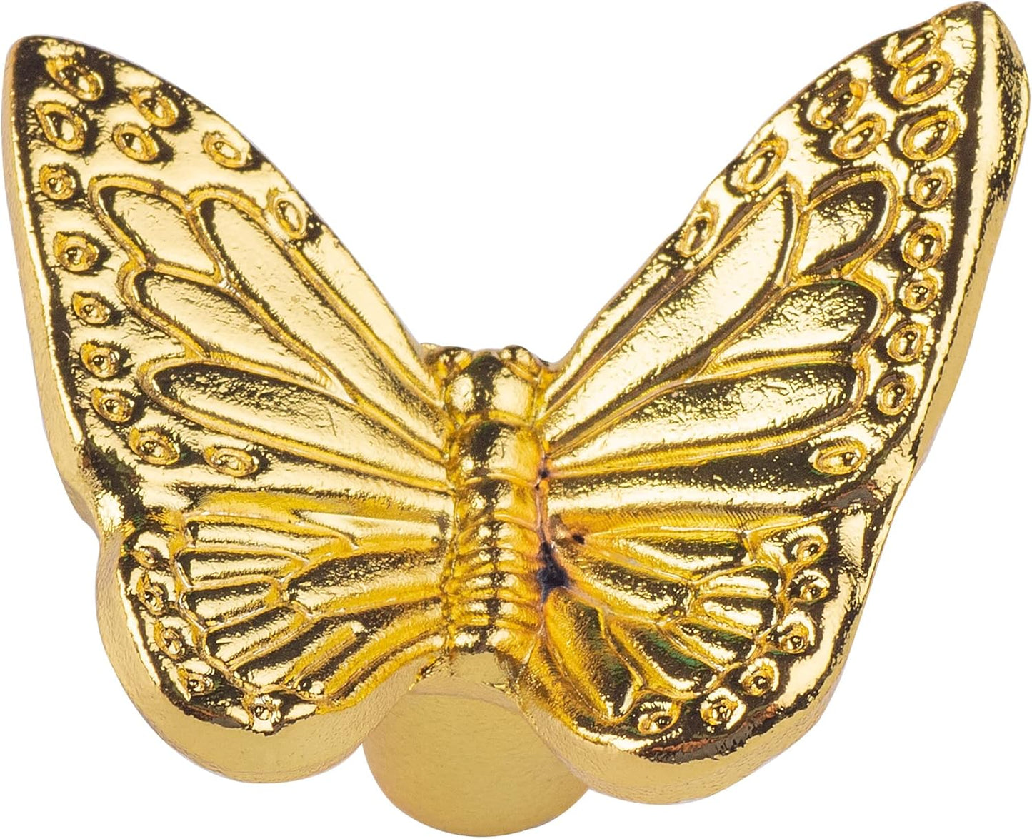 3 Pack Butterfly Shape Drawer Pulls - Stylish Kitchen Cabinet & Kid's Room Dresser Drawer Knobs - Modern Gold V1259-DP01-E-90