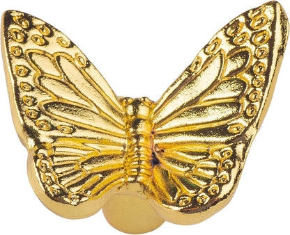 3 Pack Butterfly Shape Drawer Pulls - Stylish Kitchen Cabinet & Kid's Room Dresser Drawer Knobs - Modern Gold V1259-DP01-E-90