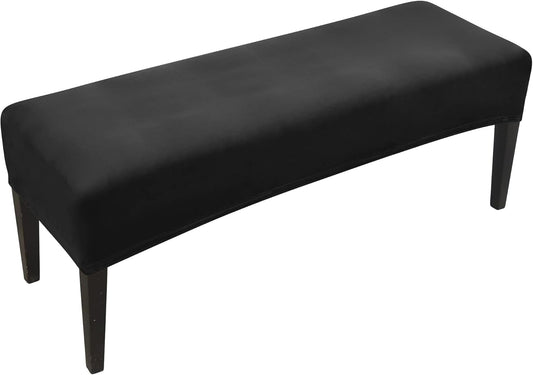 FORCHEER Dining Bench Cover Velvet Black Bench Slipcover for Living Room Rectangle 59inch Bench Seat V1259-DP01-F-10