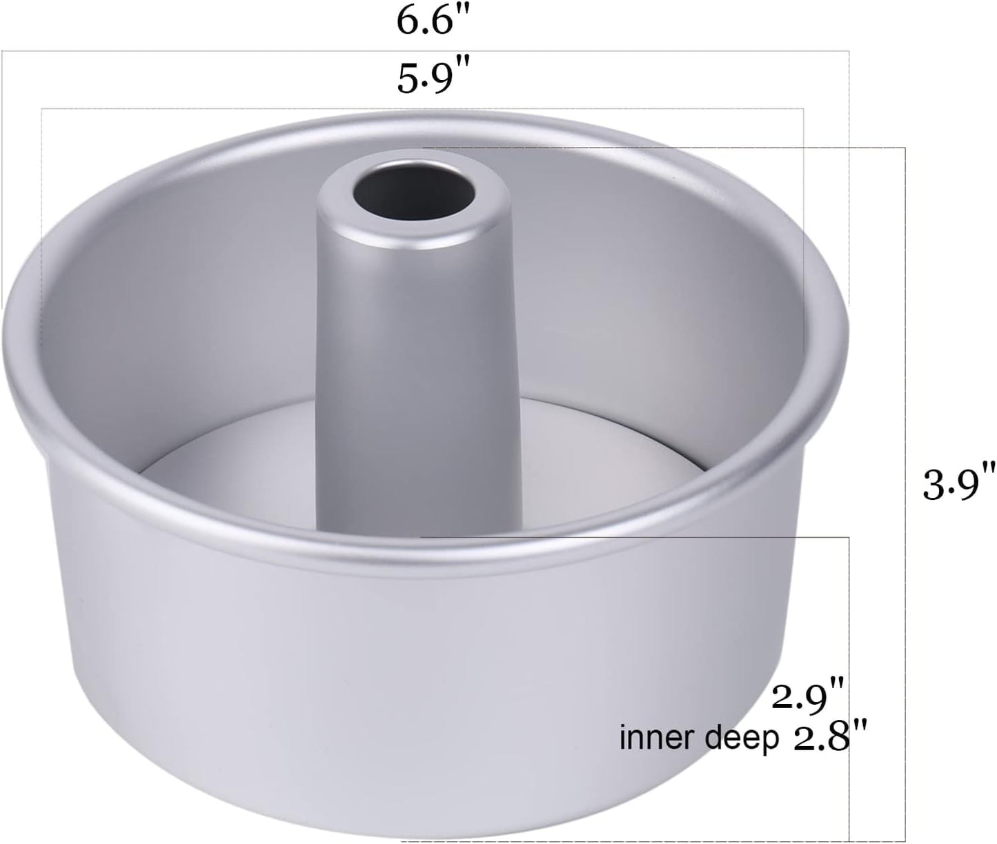 Cake Molds for Baking Bundle, 6 Inch Angel Food Cake Pan with Removable Bottom & 20Pcs Mini Tart Pans V1259-DP01-F-111