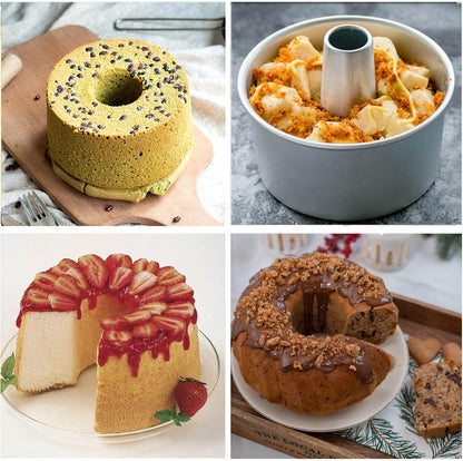 Cake Molds for Baking Bundle, 6 Inch Angel Food Cake Pan with Removable Bottom & 20Pcs Mini Tart Pans V1259-DP01-F-111