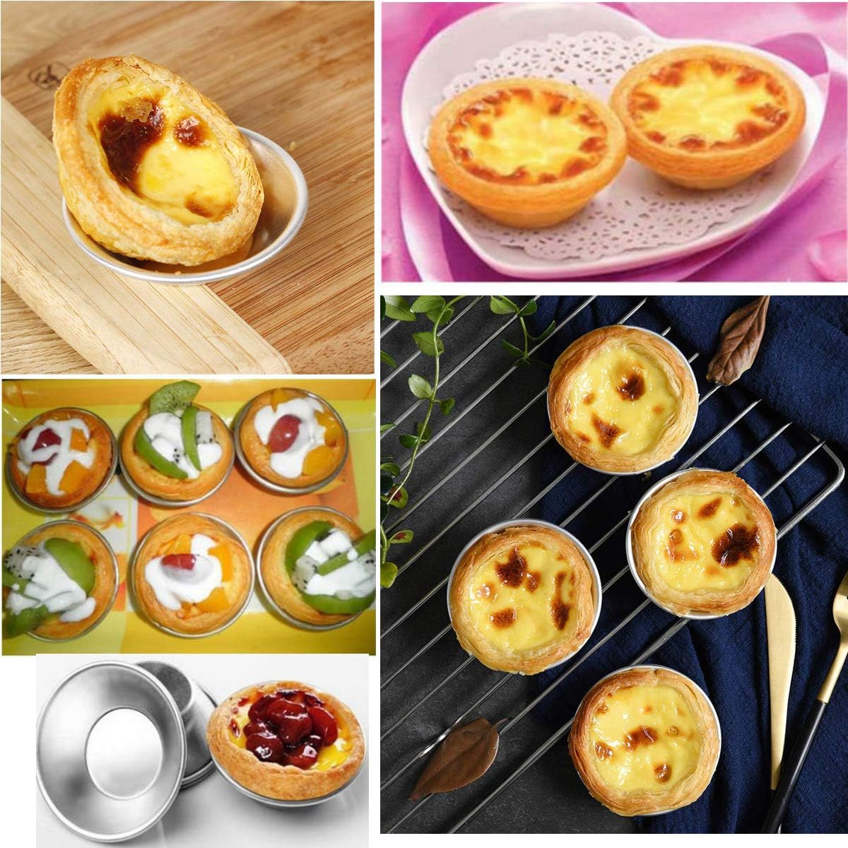 Cake Molds for Baking Bundle, 6 Inch Angel Food Cake Pan with Removable Bottom & 20Pcs Mini Tart Pans V1259-DP01-F-111