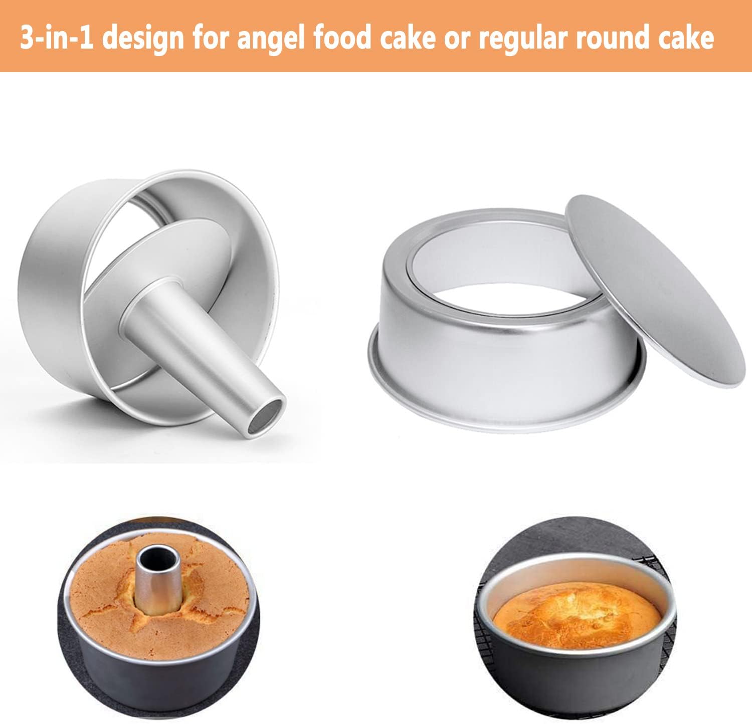 Cake Molds for Baking Bundle, 6 Inch Angel Food Cake Pan & 20pcs Egg Tart Molds V1259-DP01-F-112