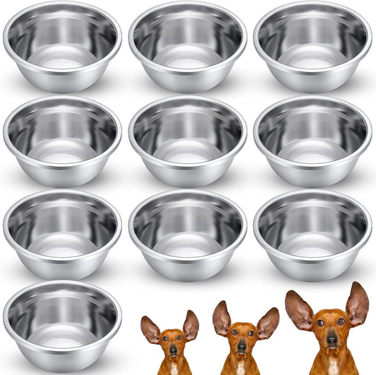 10 Pcs 8 Cup Metal Dog Bowls Stainless Steel Thickened Food Bowls Travel Kennel Food and Water Dish for V1259-DP01-F-117