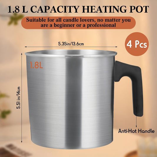 Ziliny 4 Pcs Candle Making Pouring Pot Wax Pouring Pitcher with Dripless Spout and Heat Resisting Handle V1259-DP01-F-130