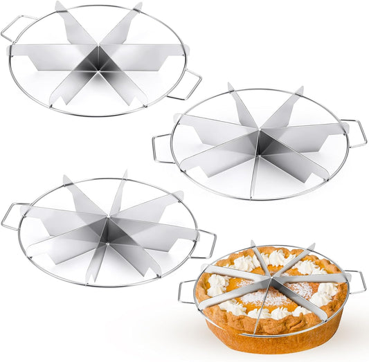 3 Pieces 8-cut, 7-cut and 6-cut Pie Cutter 10.6 Inches Diameter Stainless Steel Pie Slicer Rust Proof Cake V1259-DP01-F-132