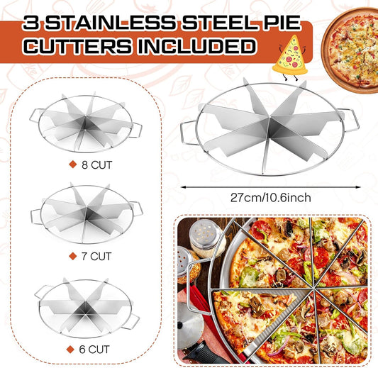 3 Pieces 8-cut, 7-cut and 6-cut Pie Cutter 10.6 Inches Diameter Stainless Steel Pie Slicer Rust Proof Cake V1259-DP01-F-132