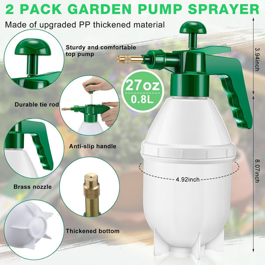 2 Pcs 27 oz Handheld Pump Spray Bottle Garden Mister Spray Bottles Lawn Pressure Hand Pump Sprayer with V1259-DP01-F-133