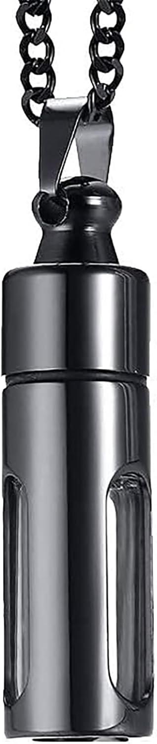 Portable Stainless Steel Glass Container Tube Urn Keepsake Cremation Ashes Memorial Pendant for Men Women V1259-DP01-F-144