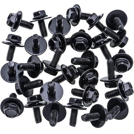 Rexka 30pcs M6-1.0 x 15mm Fender Liner Headlamp Assembly Screws Bolt for Mazda 9GG600616T Mazda 3 Mazda 6 V1259-DP01-F-150