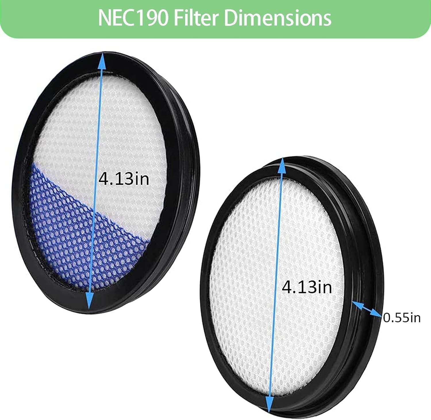 6 Pack Replacement ilters or Eureka RapidClean Pro Cordless Stick Vacuum Cleaner NEC180 NEC185 NEC186 NEC190 V1259-DP01-F-156