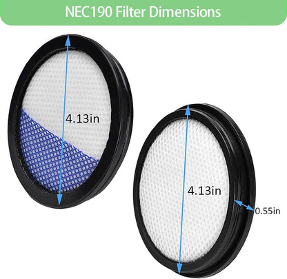 6 Pack Replacement ilters or Eureka RapidClean Pro Cordless Stick Vacuum Cleaner NEC180 NEC185 NEC186 NEC190 V1259-DP01-F-156