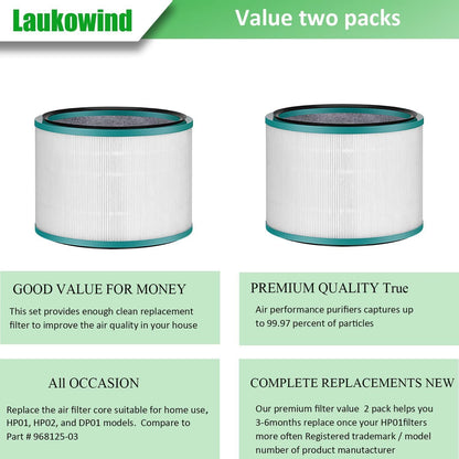 2 Pack Air Puriier ilter Replacements or Dyson HP01, HP02, DP01 Desk Puriiers - Compatible with Part # V1259-DP01-F-159